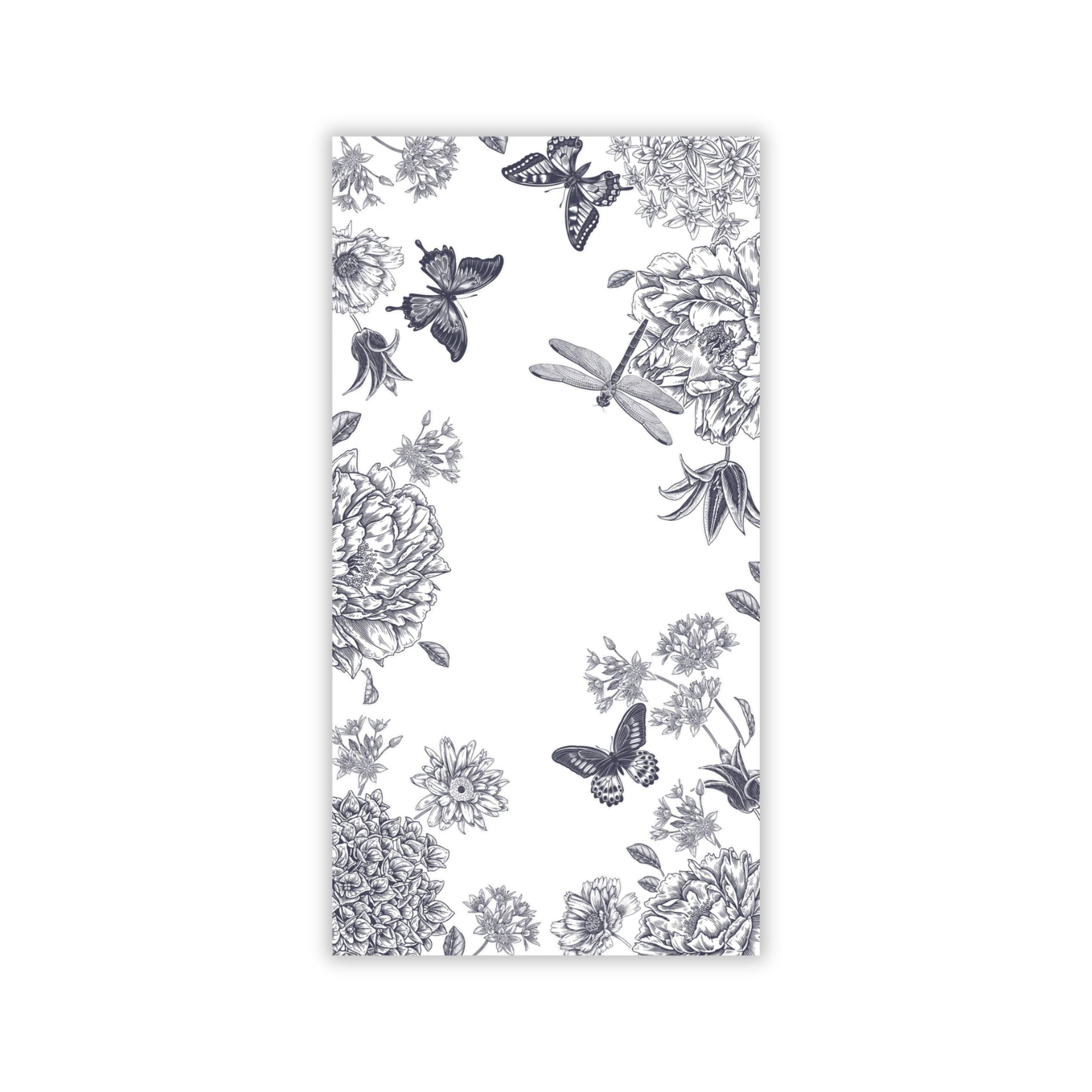 Premium Disposable Linen-Like Paper Guest Towels - 16 Pack Elegant Dragonfly Toile Black Design - Perfect for Bathrooms, Parties, Weddings & Upscale Events