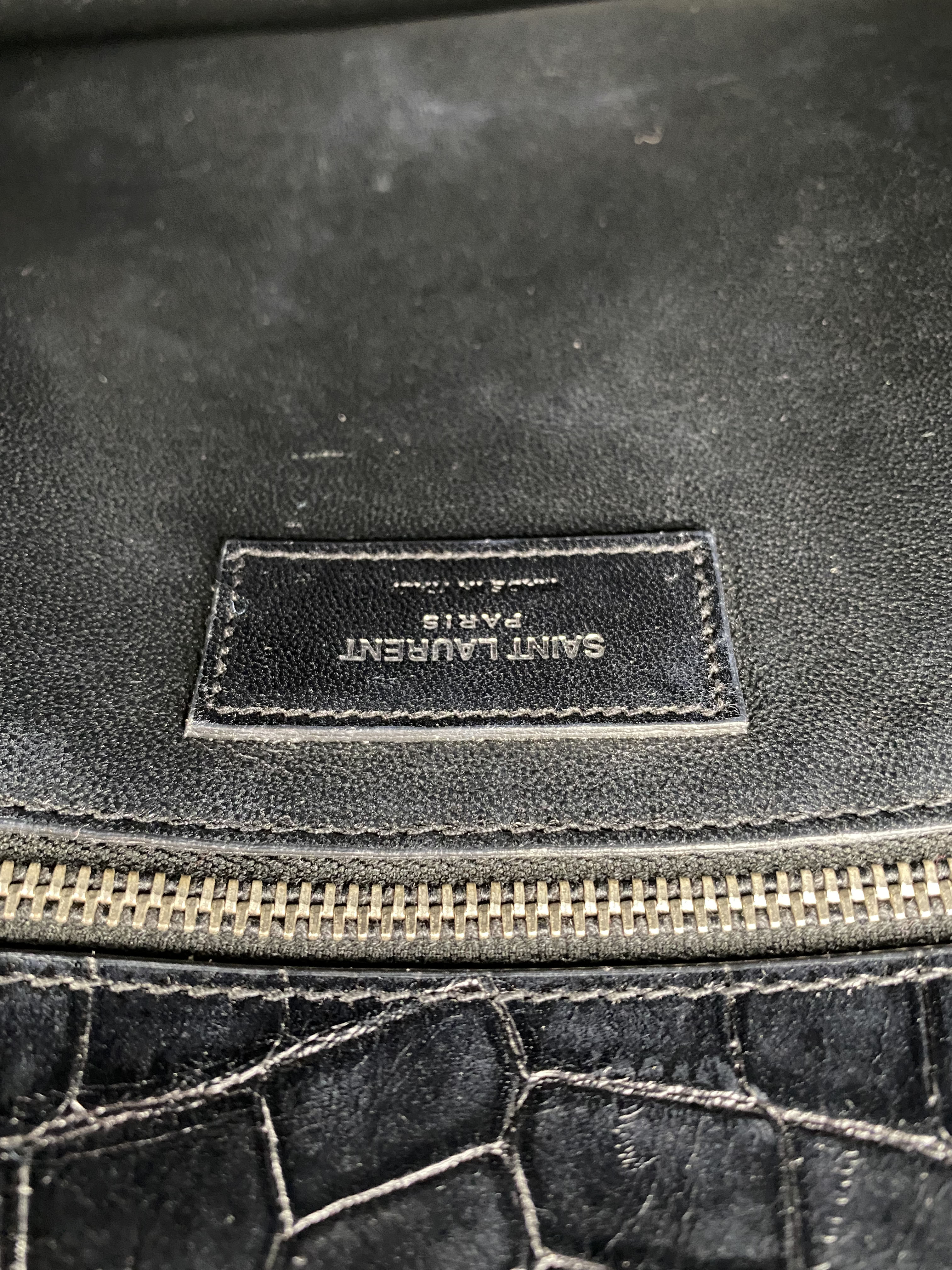 Saint Laurent Small Black Croc-Embossed Leather Sac de Jour Handbag for Women | Luxury Designer Tote Bag for Work, Travel & Everyday Use