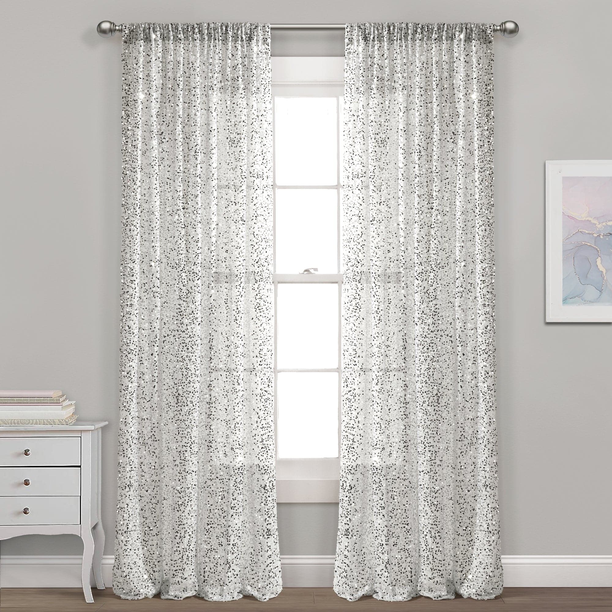 Elegant Ballgown Glam Sparkle Sequins Window Curtain Panel - Perfect for Weddings, Parties & Home Decor