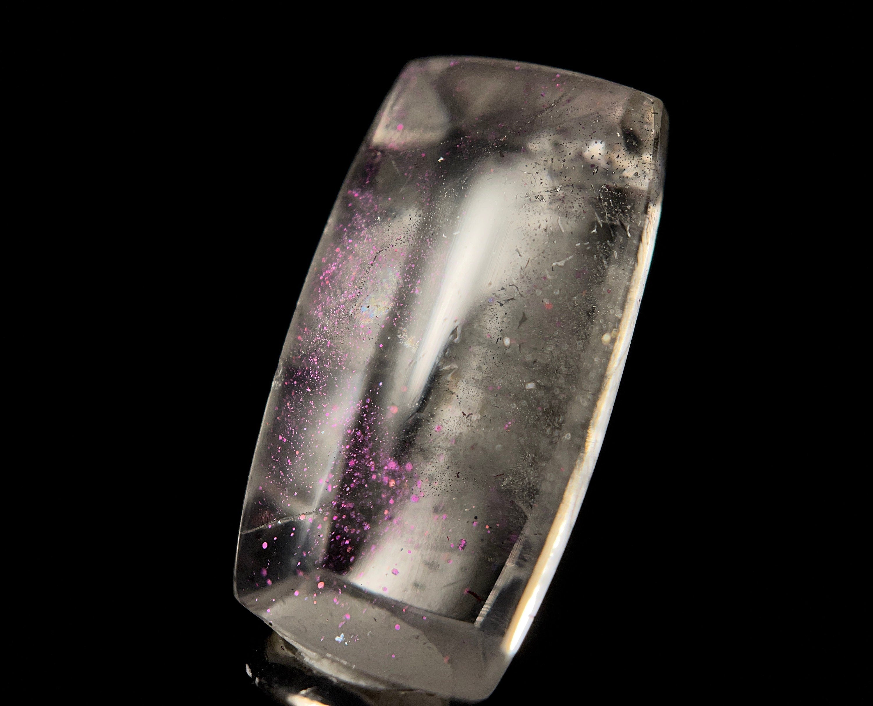 Natural Pink Fire Quartz Crystal Rectangle - Covellite Gemstone for Jewelry Making (50888) | Healing Stones, Pendants, Wire Wrapping & DIY Crafts