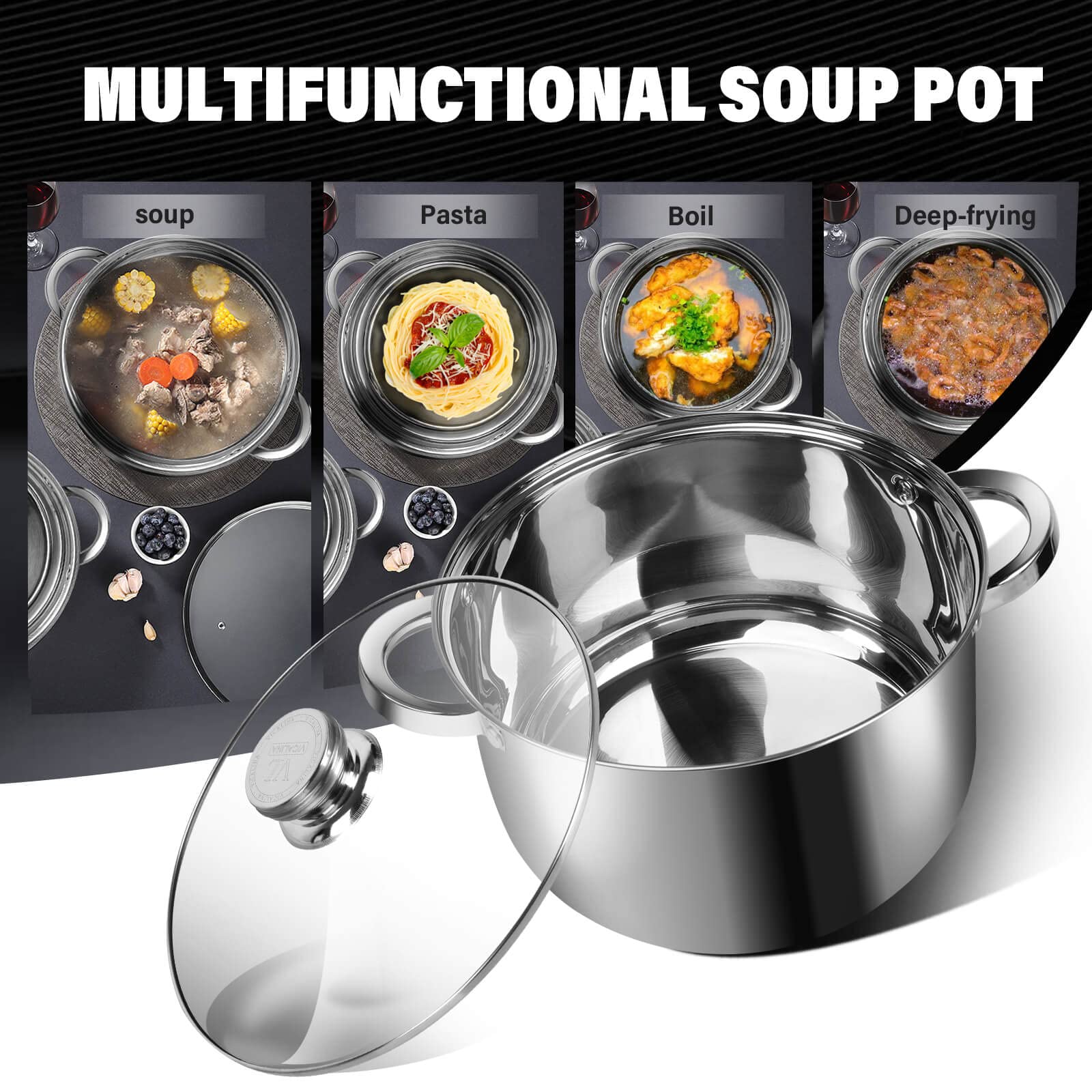 10 Quart Stainless Steel Stock Pot with Lid - Induction Compatible Soup & Cooking Pot for Home Kitchen, Restaurant & Meal Prep