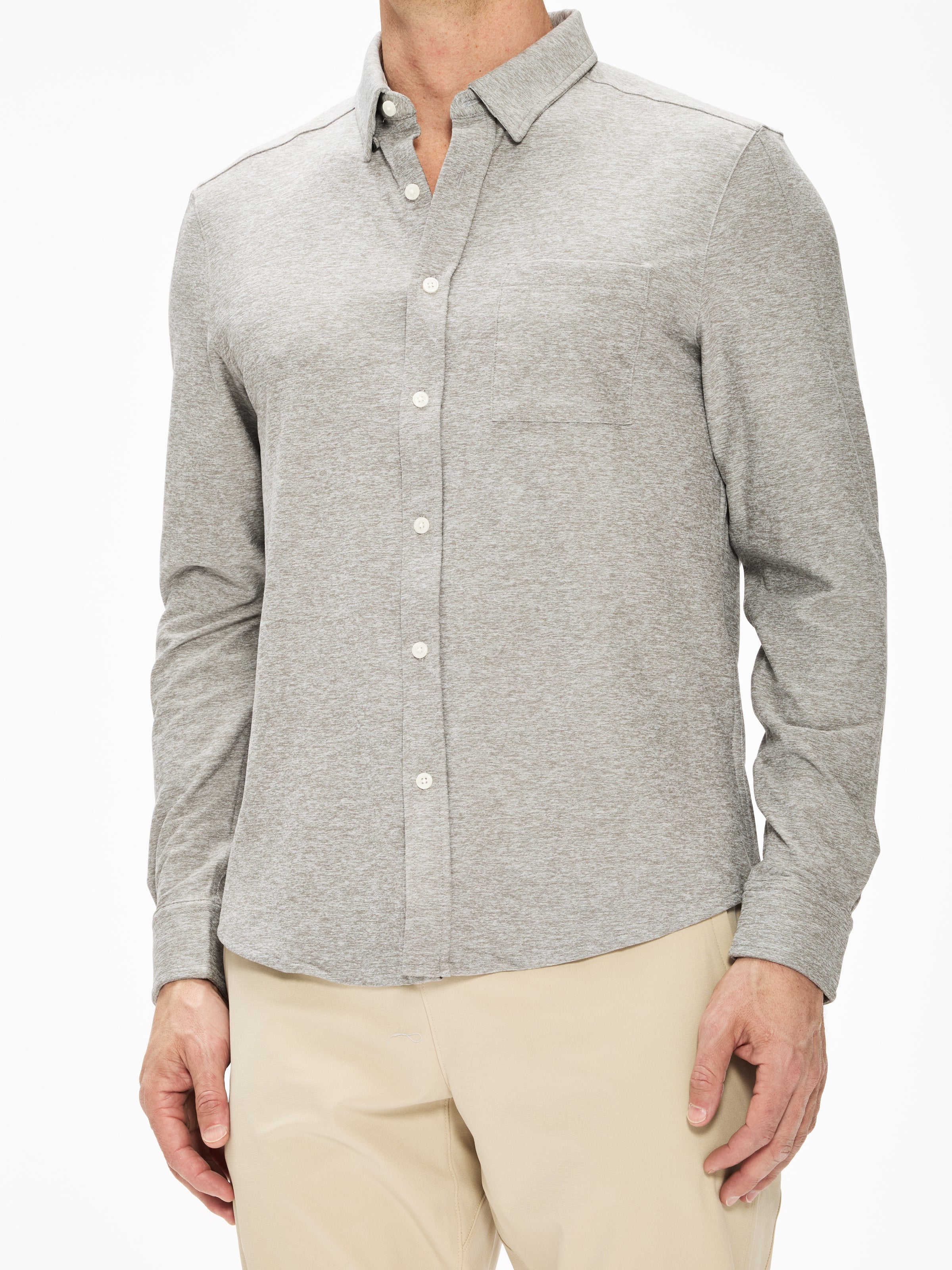 Rhone Men's Work From Home Shirt - Brushed Nickel Gray & Sleet Gray Heather - Comfortable Office & Casual Wear for Remote Work & Relaxation