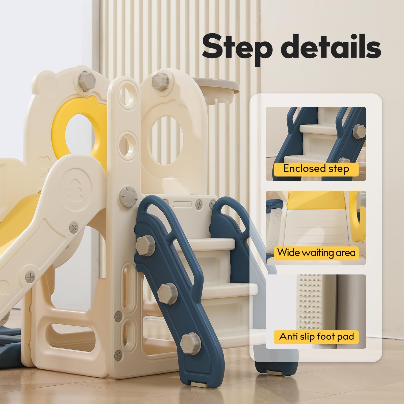 5-in-1 Freestanding Toddler Slide & Climber Set - Indoor/Outdoor L-Shaped Playset with Basketball Hoop for Kids Ages 1-3 | Durable Playground Toy for Boys & Girls | Perfect Birthday Gift for Backyard, Playroom, Preschool & Daycare Activities | Encourages Physical Development & Active Play