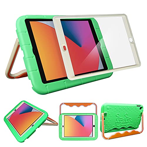 GREENURE Kids iPad 10.2 Case with Built-in Screen Protector - Shockproof Lightweight Handle Stand Cover for iPad 9th/8th/7th Generation (2021/2019/2020 Models) - Perfect for School, Travel & Home Use (Olive Green)