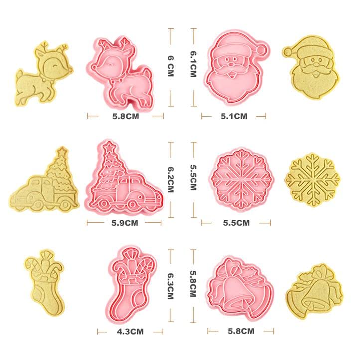 3D Christmas Cookie Cutters Set - 6 Piece Holiday Baking Kit with Tree, Bell, Reindeer, Santa, Stocking & House Shapes | Perfect for Christmas Baking, DIY Cookies, Holiday Parties & Gift Giving