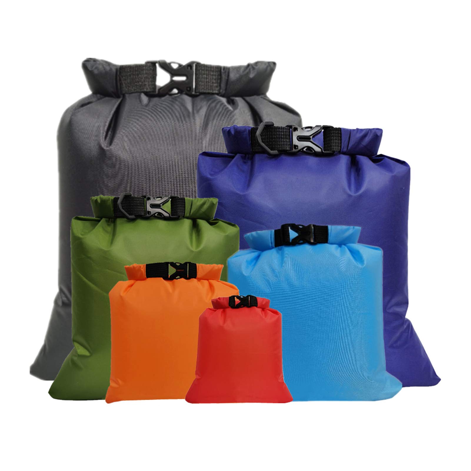 6-Piece Waterproof Dry Bag Set for Kayaking, Boating, Beach & Outdoor Activities - Lightweight & Durable for Camping, Hiking, Swimming & Water Sports