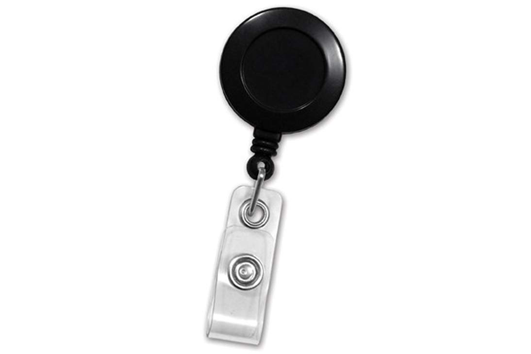 100 Pack Retractable Badge Reel Clip - ID Card Holder with Slide Clip & Clear Strap (Black) for Office, Hospital, School, and Security Personnel