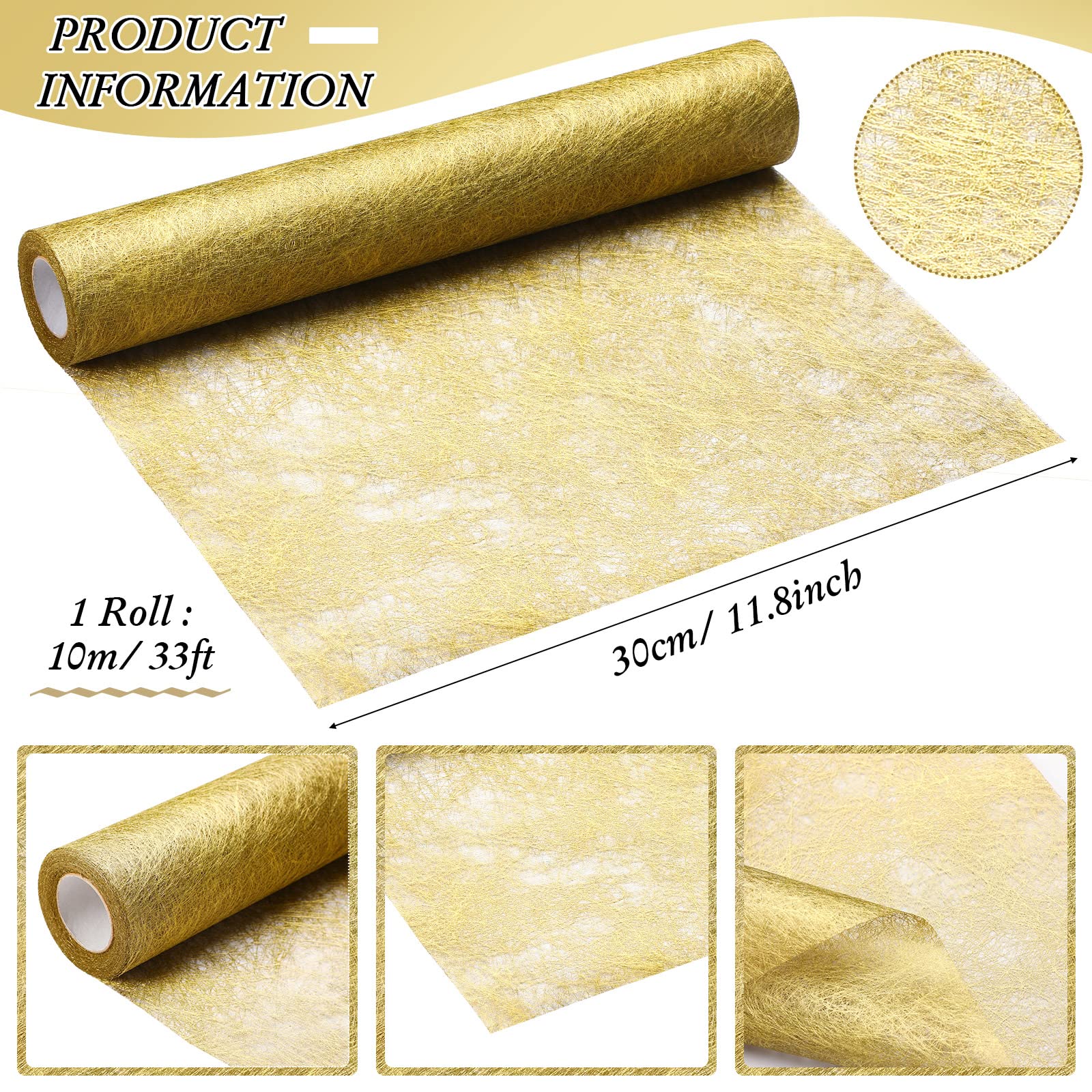 Gold Metallic Table Runner Roll - 12