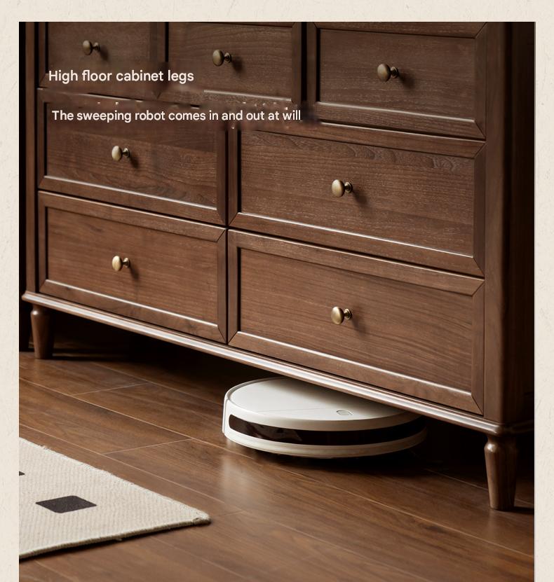 Solid Black Walnut Wood American Retro Dresser - Vintage 5-Drawer Chest for Bedroom, Living Room & Home Office Storage