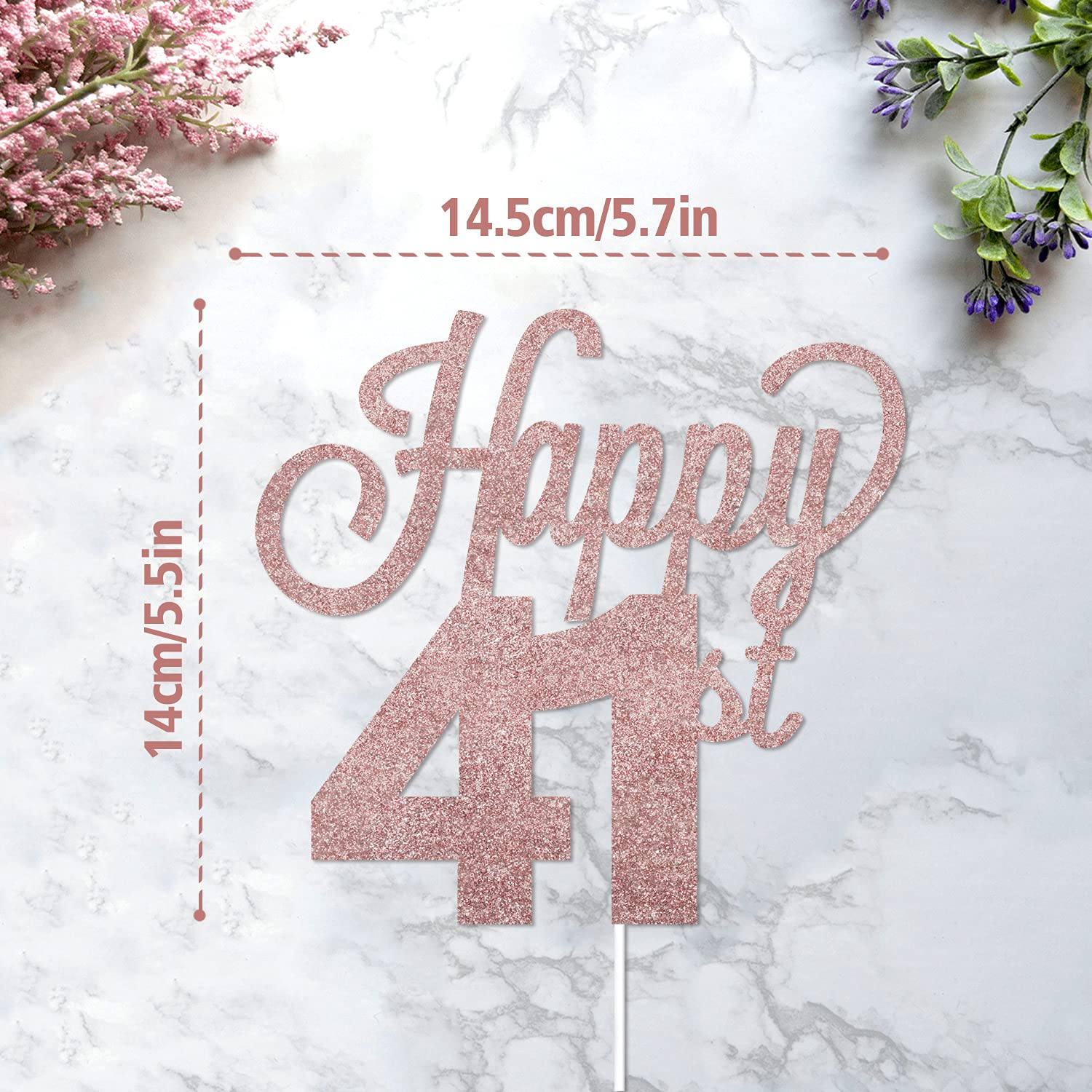 LINGTEER 41st Birthday Cake Topper - Cheers to 41 Years Old Party Decorations for Women & Men - Perfect for Birthday Cakes, Cupcakes, and Dessert Table Centerpieces