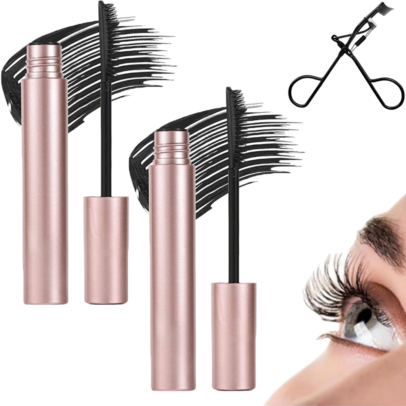 Relaxrich Black & Brown Tubing Mascara Duo - Waterproof, Sweatproof, Long Lasting Lengthening & Curling Mascara for Volume Without Clumping (3.5g x2) - Perfect for Daily Wear, Gym, Swimming & Special Occasions