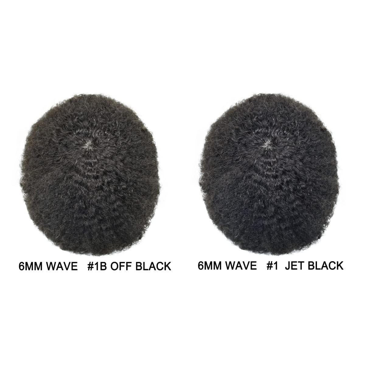 Brazilian Virgin Human Hair Afro Toupee for Black Men - Curly 8x10 Full PU Hair System - 1# Jet Black 6mm Afro Wave - Perfect for Daily Wear, Cosplay & Special Events