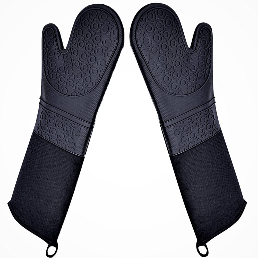 Professional Heat Resistant Silicone Oven Mitts - Extra Long 19.5