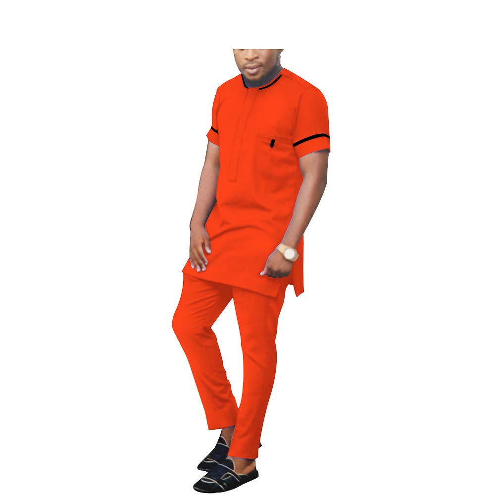 **Men's African Print Tracksuit Set - Short Sleeve Dashiki Shirt with Pockets & Matching Pants, Plus Size Casual Outfit for Streetwear, Lounge & Cultural Events**
