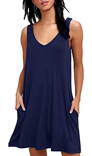 Jess Flowy Sleeveless Knee-Length Summer Dress for Women with Pockets - Lightweight Casual Sundress for Beach, Vacation & Outdoor Activities