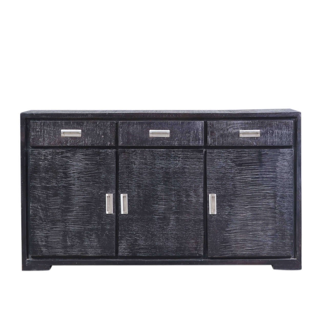 Reclaimed Wood 3-Drawer Buffet Sideboard - Handcrafted Indian Teakwood Storage Cabinet for Dining Room, Entryway, or Living Room Furniture