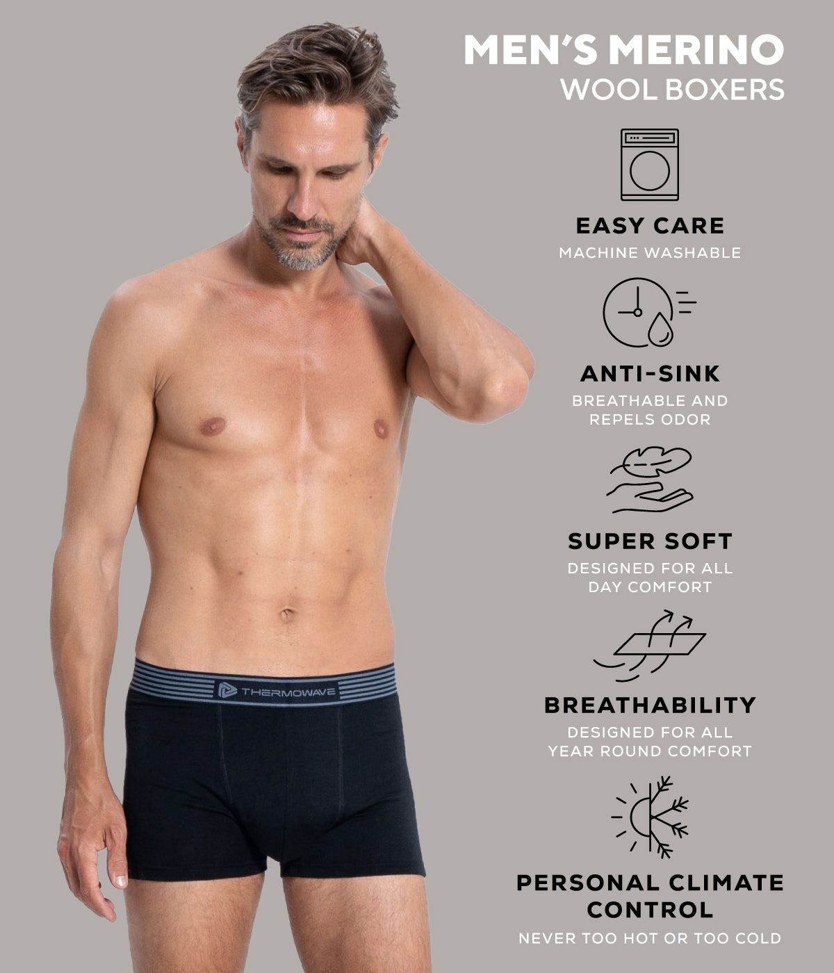 Premium Men's Merino Wool Boxer Briefs - Soft, Breathable & Odor-Resistant Underwear for Travel, Hiking & Everyday Comfort