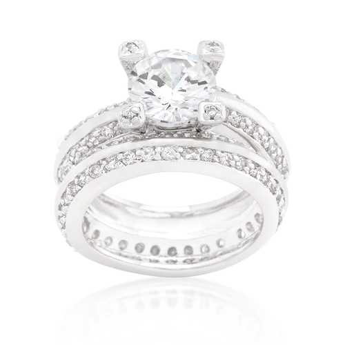 1.5 Carat Round Cut Cubic Zirconia Pave Engagement Ring Set - Sparkling Wedding Band for Women, Perfect for Proposals, Anniversaries & Special Occasions