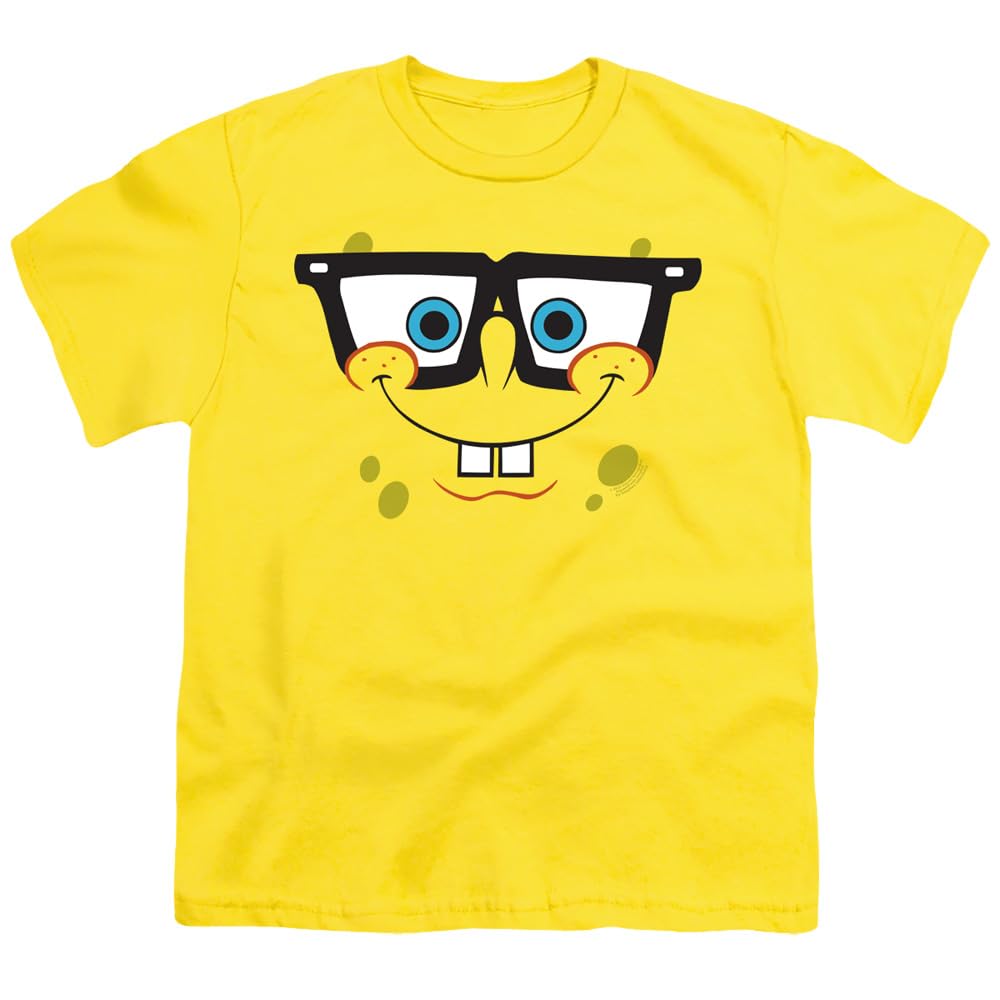 Spongebob Nerd Face Graphic T-Shirt for Kids & Youth - Fun Cartoon Character Tee for Boys & Girls - Perfect for School, Playdates & Birthday Parties