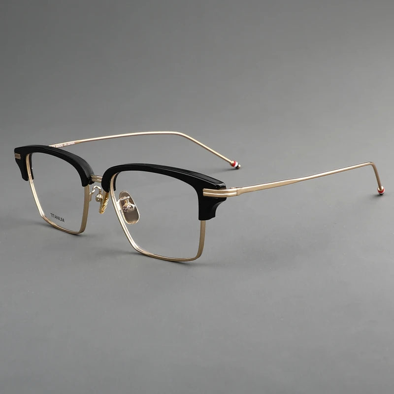 Stylish Black Unisex Full Rim Big Square Acetate & Titanium Eyeglasses 55422 - Perfect for Work, Reading, and Fashion Accessories