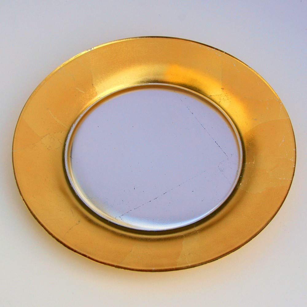 Red Pomegranate Gilded Eclipse Silver & Gold Salad Plates Set of 4 - 7.5 Inch Elegant Dinnerware for Fine Dining, Holiday Entertaining & Special Occasions