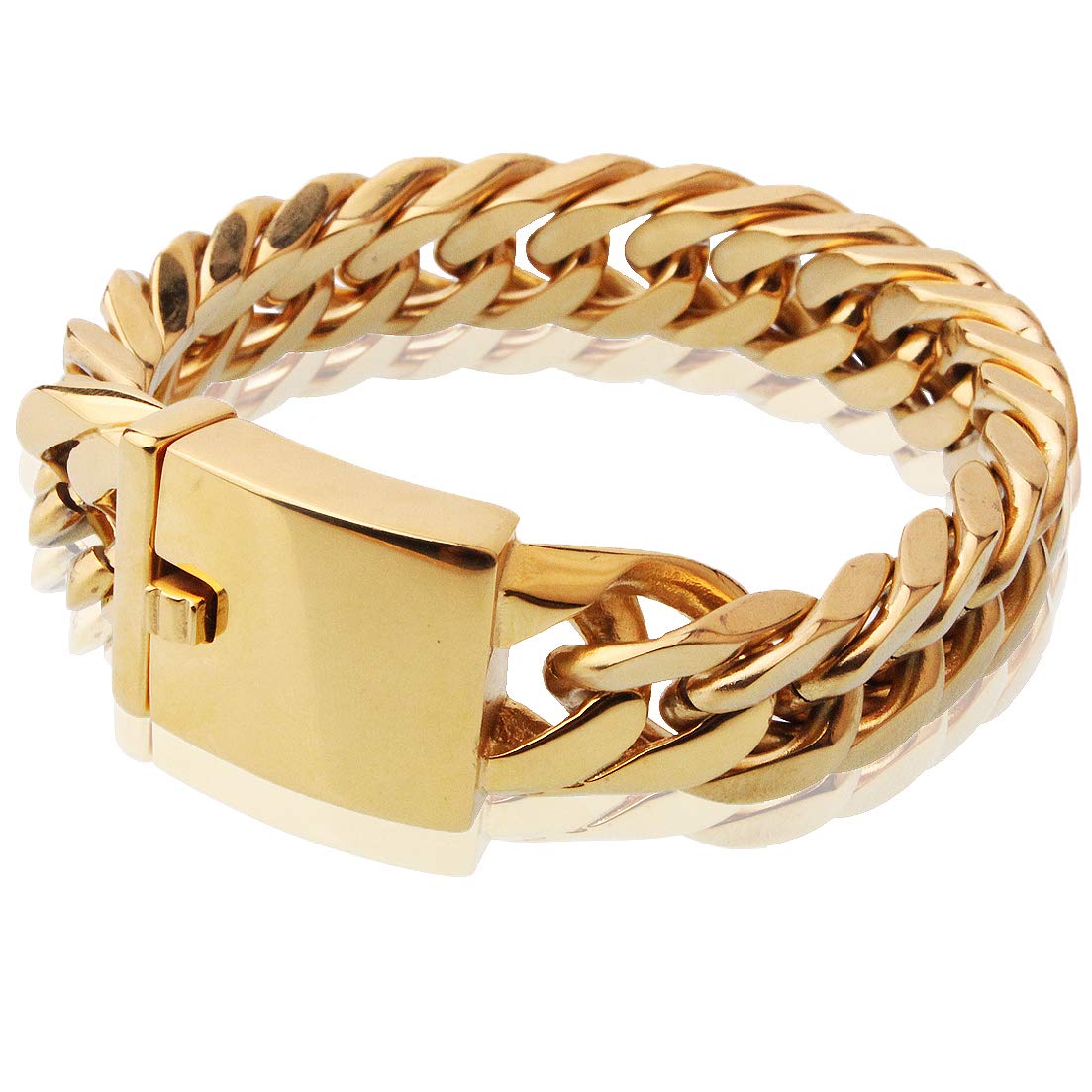 Men's Heavy Gold Stainless Steel Cuban Link Bracelet - Miami Chain Bangle Jewelry for Men - Perfect for Casual Wear, Parties & Gifts