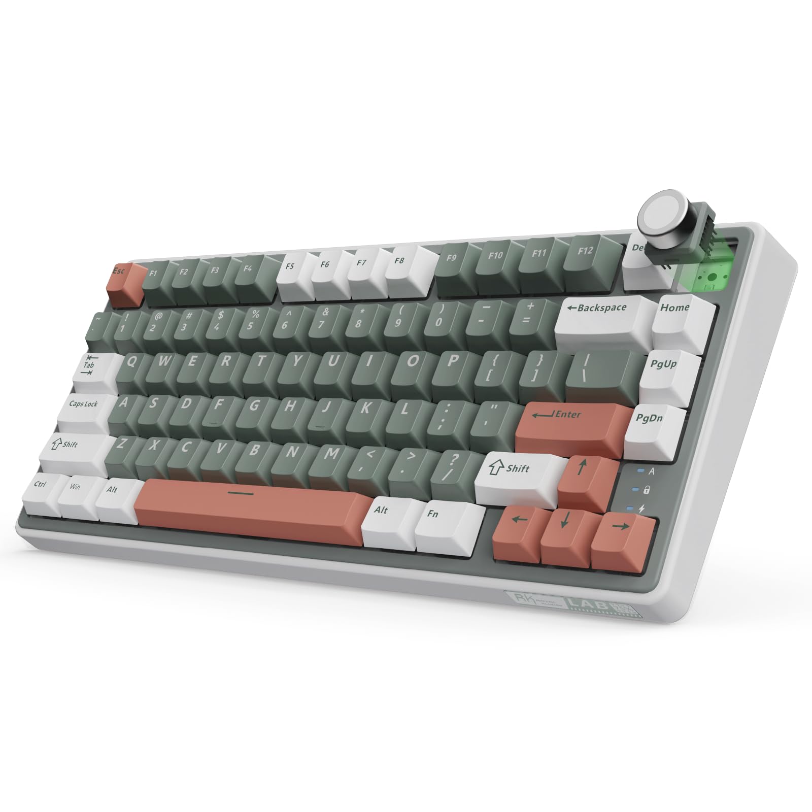 RK ROYAL KLUDGE R75 75% Wireless Mechanical Gaming Keyboard - RGB Backlit, Hot Swappable Cream Switch, Gasket Mount, BT5.1/2.4GHz/USB-C with Knob & PBT Keycaps | Perfect for PC Gaming, Office Work & Typing Enthusiasts