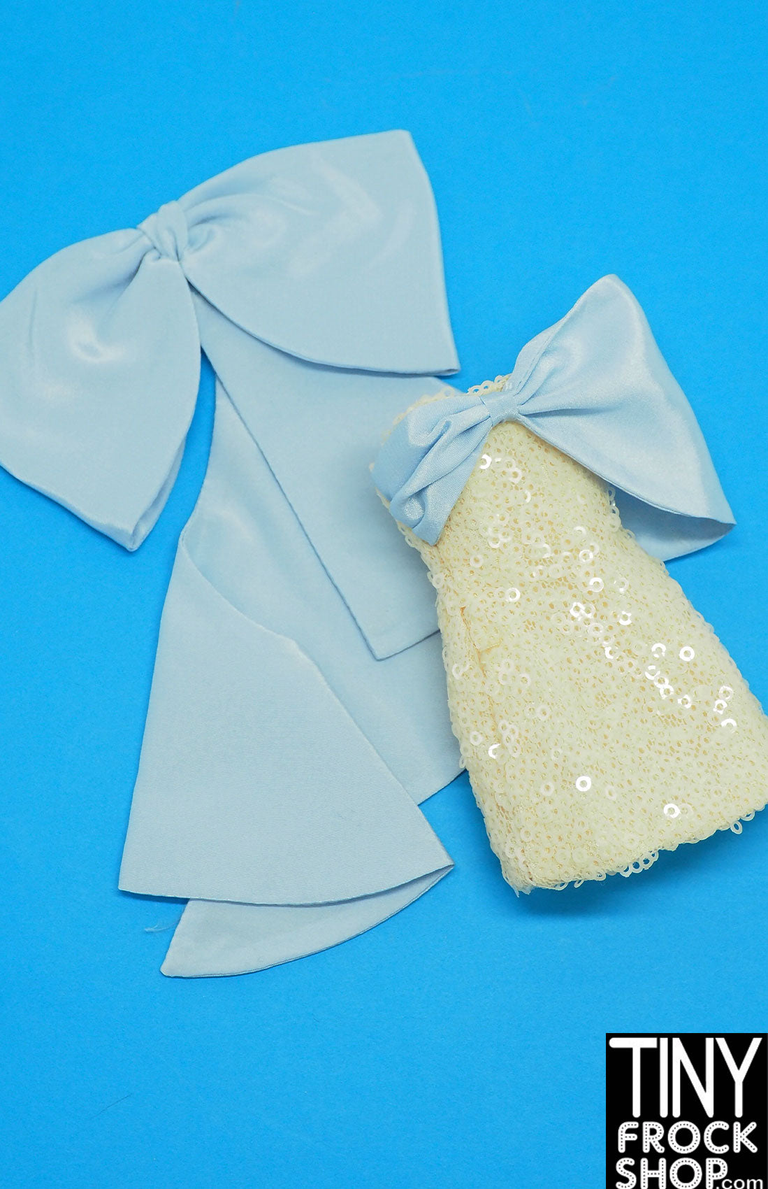 Integrity Mademoiselle Lilith Blair Sequin Dress with Blue Bow - Elegant Evening Gown for Prom, Cocktail Parties & Special Occasions