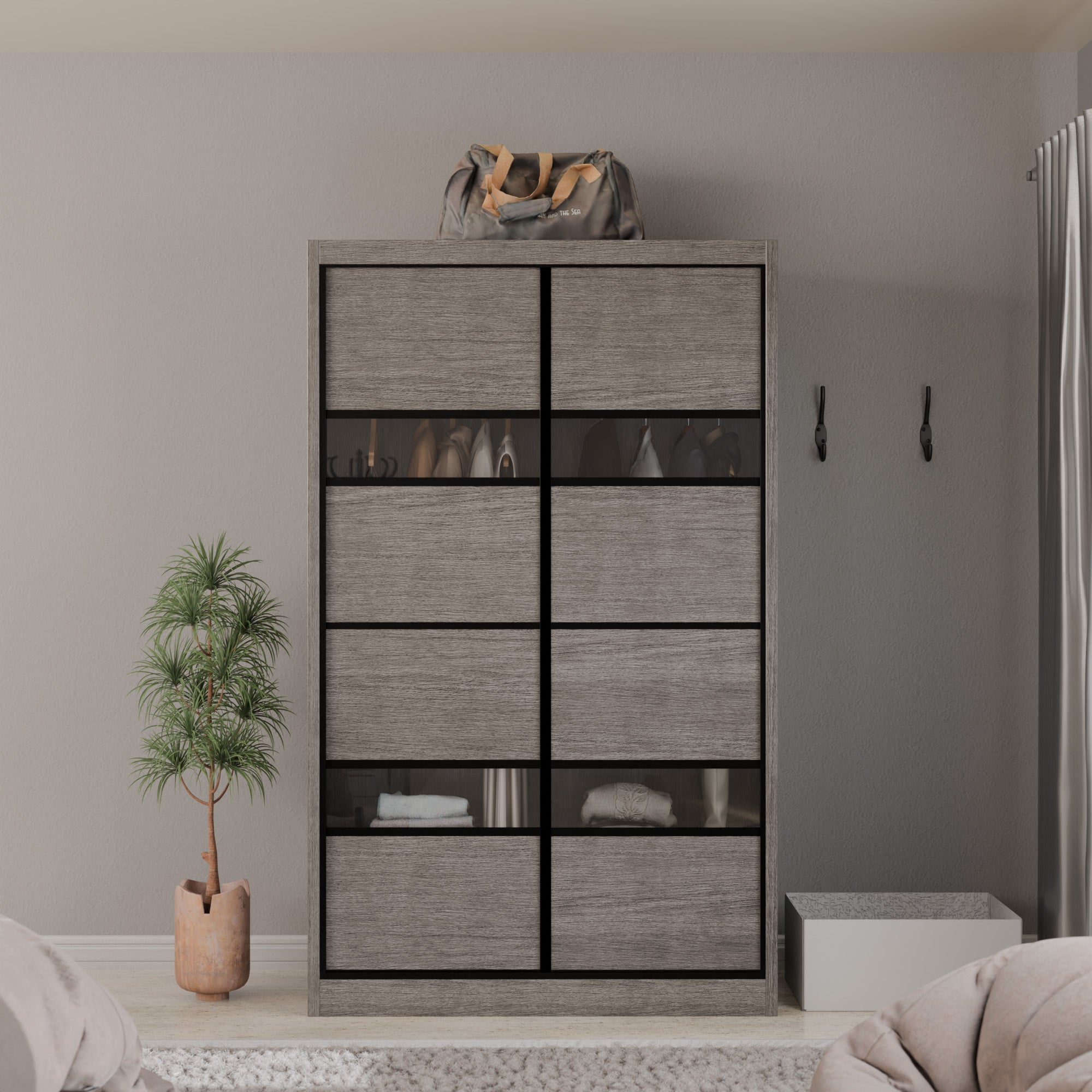 Josie Modular Wardrobe W05 - Customizable Closet Organizer System for Bedroom & Walk-in Closets | Space-Saving Storage Solution for Clothes, Shoes & Accessories