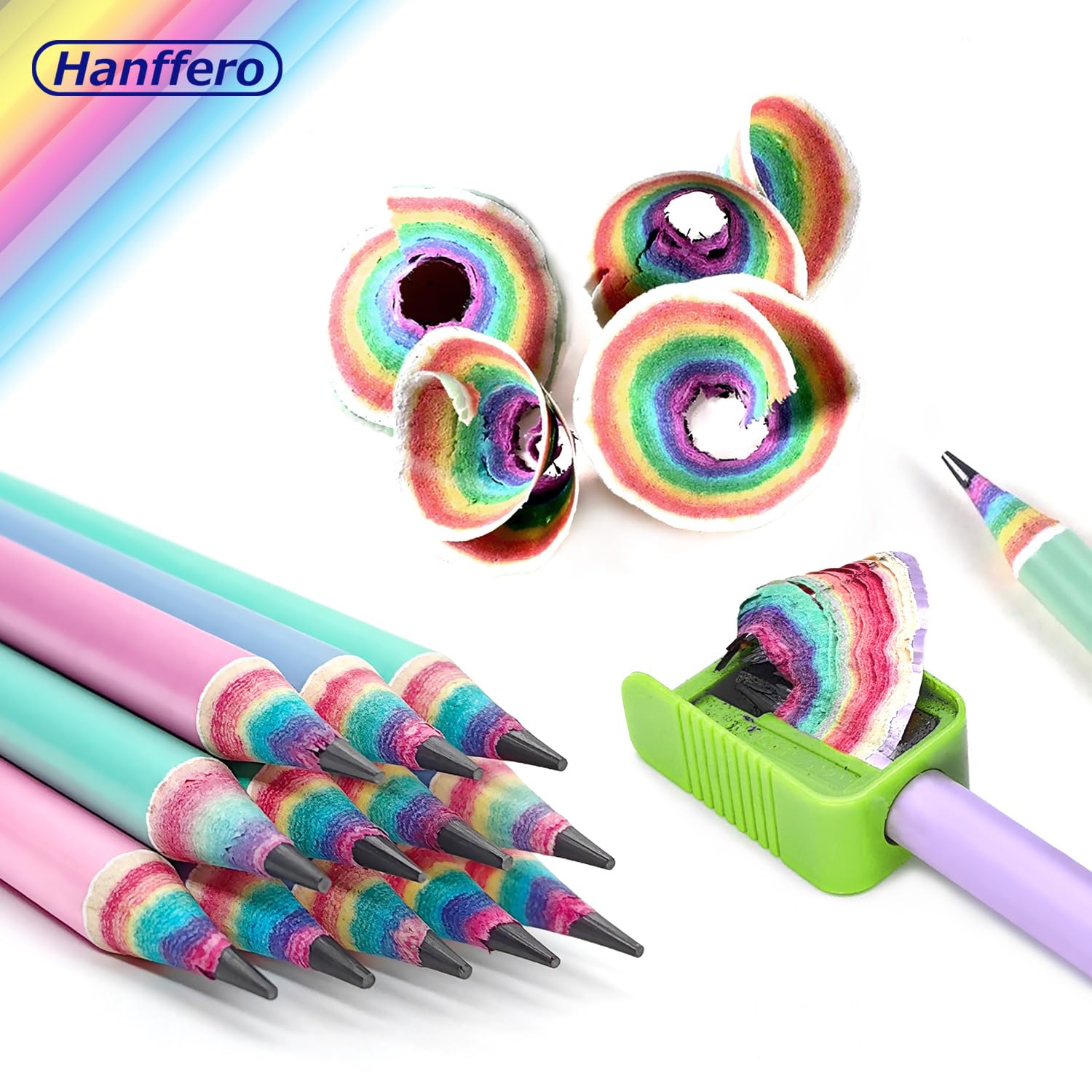 Premium Rainbow Colored Pencils #2 HB - 12 Pack Pre-Sharpened Recyclable Paper Pencils for Drawing, Writing, School & Office Use - Perfect for Art Projects, Note Taking & Gift Giving