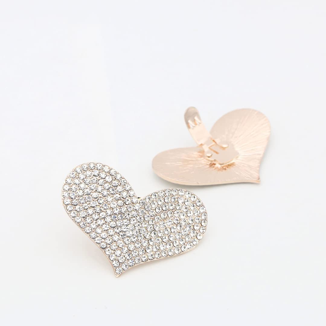 2 Pcs Detachable Rhinestone Heart Shoe Clips - Elegant Metal Shoe Buckles for Wedding, High Heels, Pumps, Flats & Sandals - Perfect Bridal Shoe Accessories for Weddings, Prom & Special Occasions