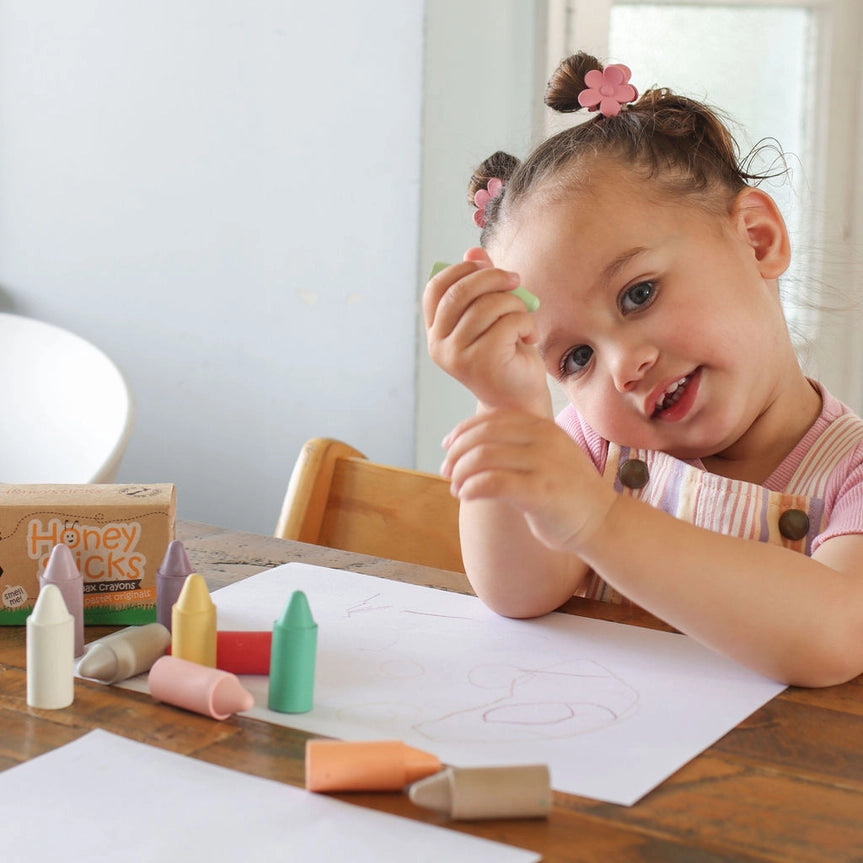 Honeysticks Original Pastel Crayons - Non-Toxic, Eco-Friendly Beeswax Crayons for Kids - Perfect for Drawing, Coloring & Art Projects at Home or School