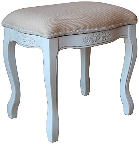 International Caravan Upholstered Vanity Stool with Cushion Top - Elegant Makeup Seat for Bedroom, Dressing Table & Boudoir Decor