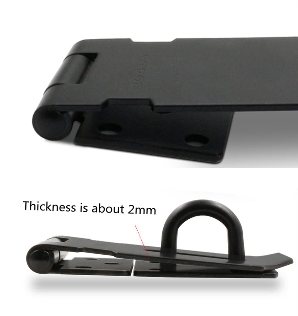 5 Inch Stainless Steel Padlock Hasp Latch - 2 Pack Black Matte Gate & Door Lock Clasp - Heavy Duty Security for Sheds, Gates, Fences & Storage Units