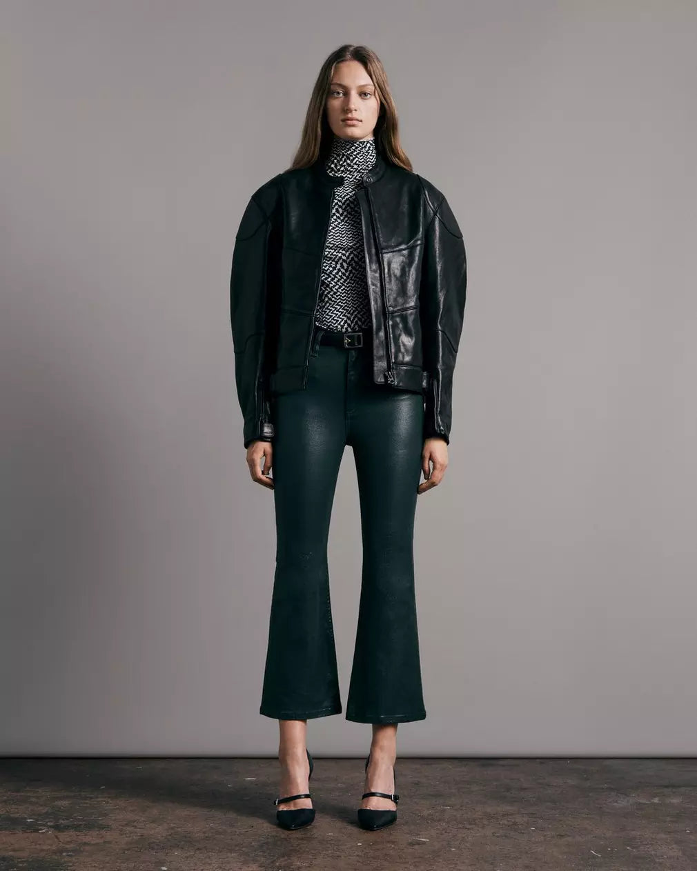 Casey Coated High Rise Ankle Flare Jeans - Pine Grove Leatherette Faux Leather Pants for Women | Perfect for Casual Outfits, Date Nights & Office Wear