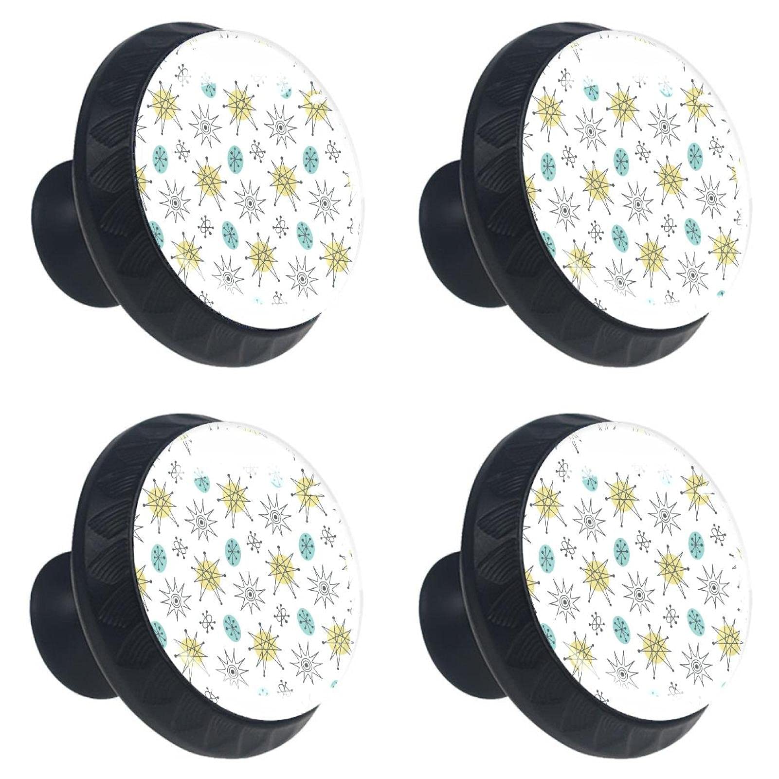 Vintage Round Drawer Knobs - 4pcs Colorful Mid-Century Modern Handles for Kitchen & Wardrobe