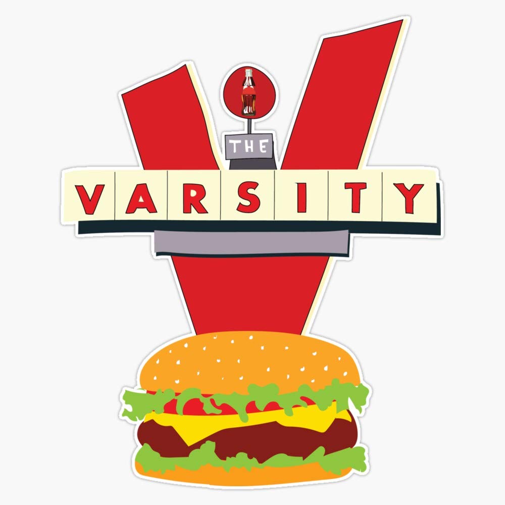 The Varsity: Atlanta Collection Waterproof Vinyl Bumper Sticker Decal - 5 Inch Durable Car Decoration for Laptops, Cars, Windows & Coolers