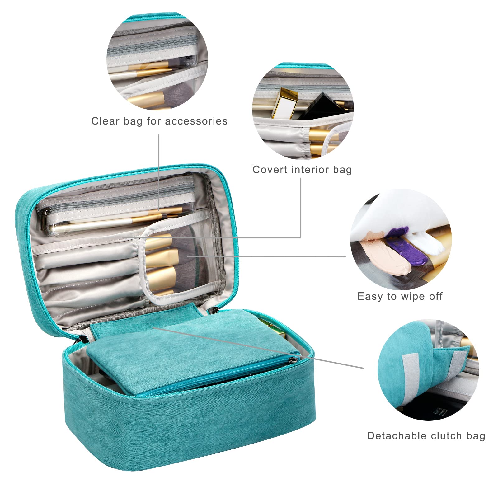 Waterproof Makeup Bag for Women & Girls - Travel Cosmetic Organizer with Multiple Pockets, Green | Perfect for Travel, Gym, and Daily Makeup Storage
