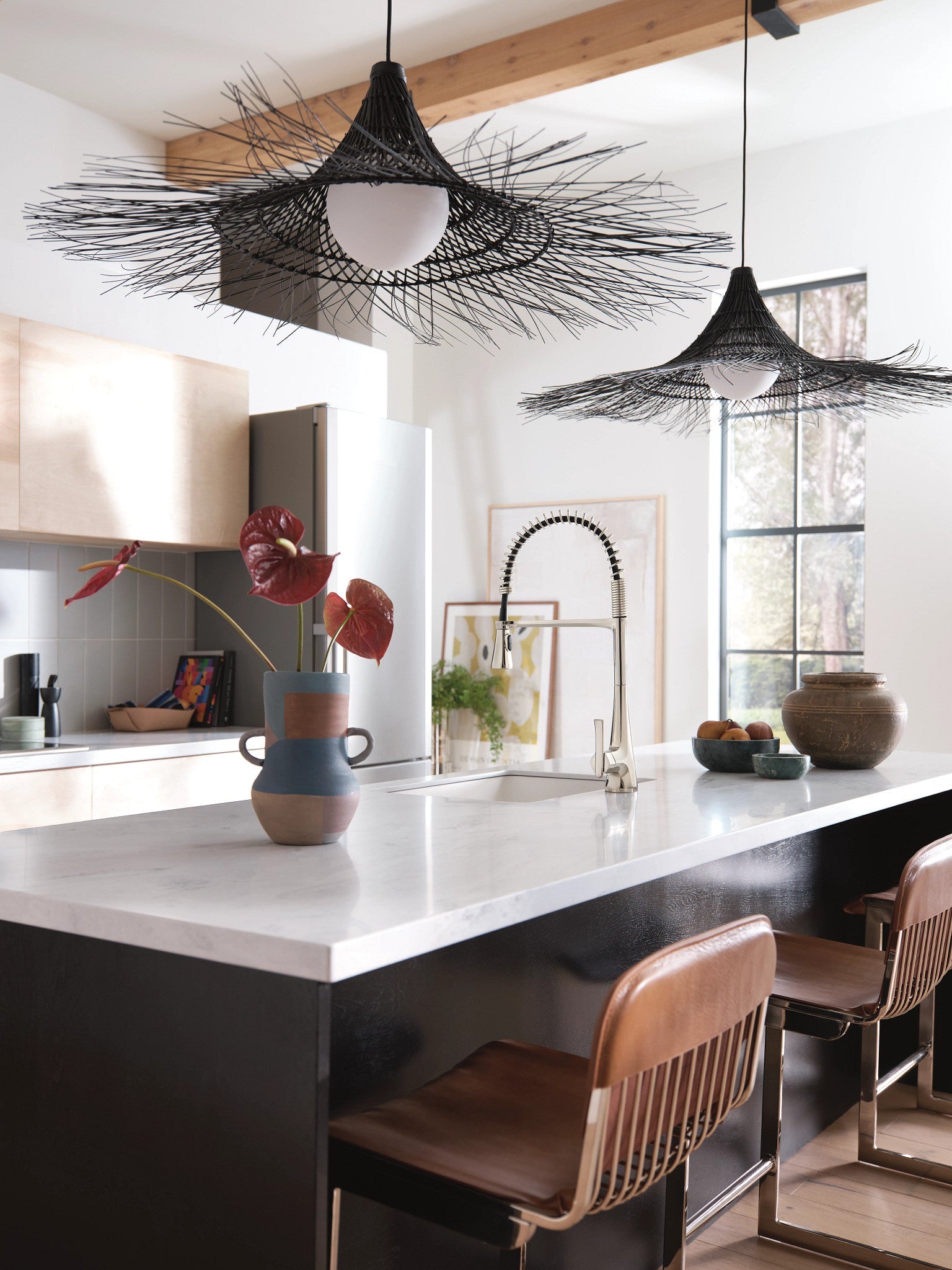 MOEN® Pre Rinse Spring Kitchen Pulldown Faucet in Polished Nickel - Perfect for Modern Kitchens and High-Tech Sinks