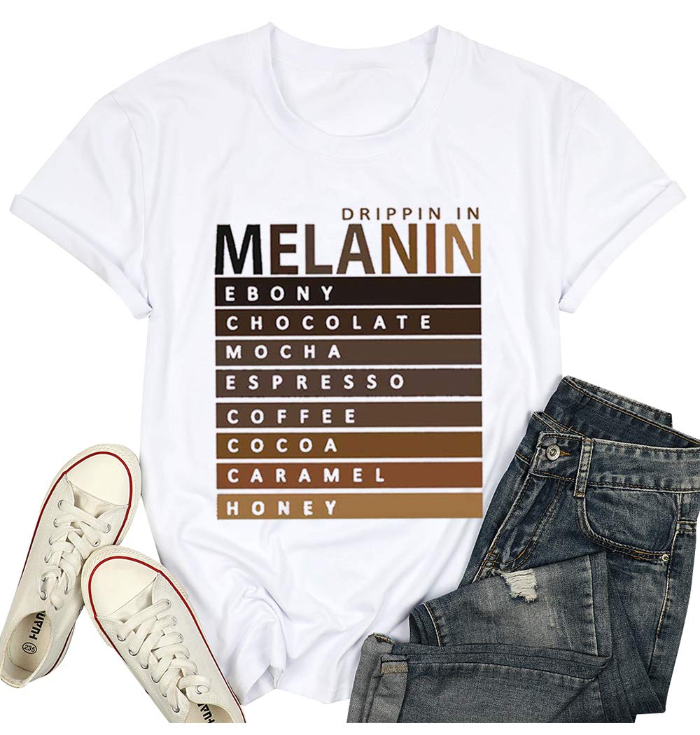 Afro Queen Graphic T-Shirt - Funny Melanin Drip Print Short Sleeve Tee for Women | Black Pride Apparel for Casual Wear, Street Style & Empowerment Events