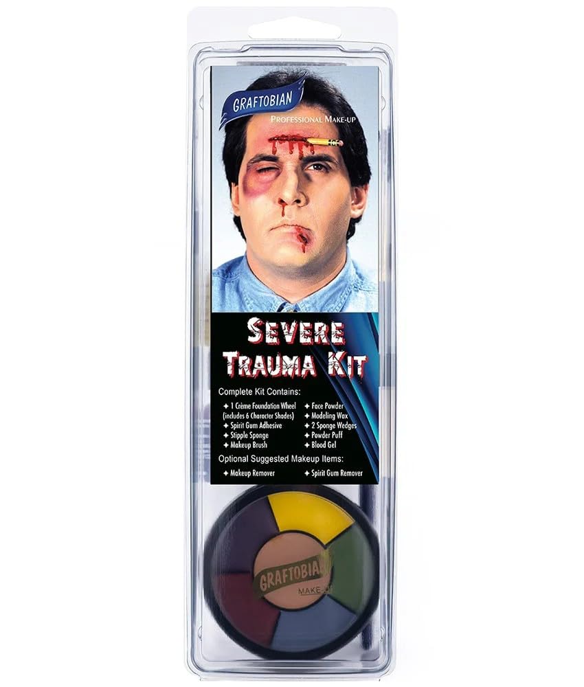 Graftobian Professional Severe Trauma Makeup Kit - Realistic Wound & Injury FX for Halloween, Cosplay & Special Effects - Perfect for Theatrical, Film & SFX Artists