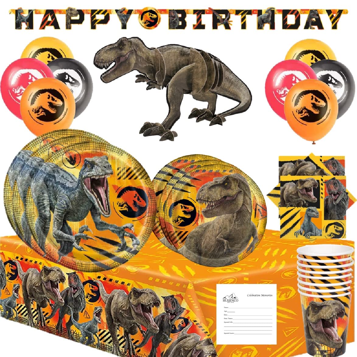 Jurassic World Dominion Dinosaur Birthday Party Supplies Kit - Decorations, Balloons, Banner for Kids Themed Birthday Celebration