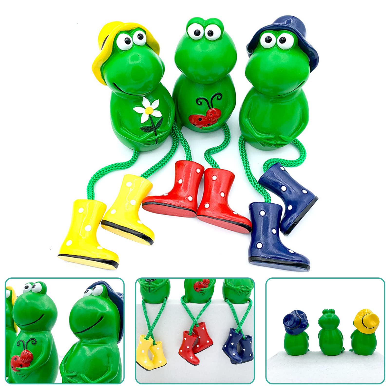 3pcs Hanging Frog Garden Statue - Resin Handmade Frog Decor for Outdoor & Indoor - Cute Frog Figurines for Yard, Patio, Pond - Perfect Garden Ornament & Home Decoration