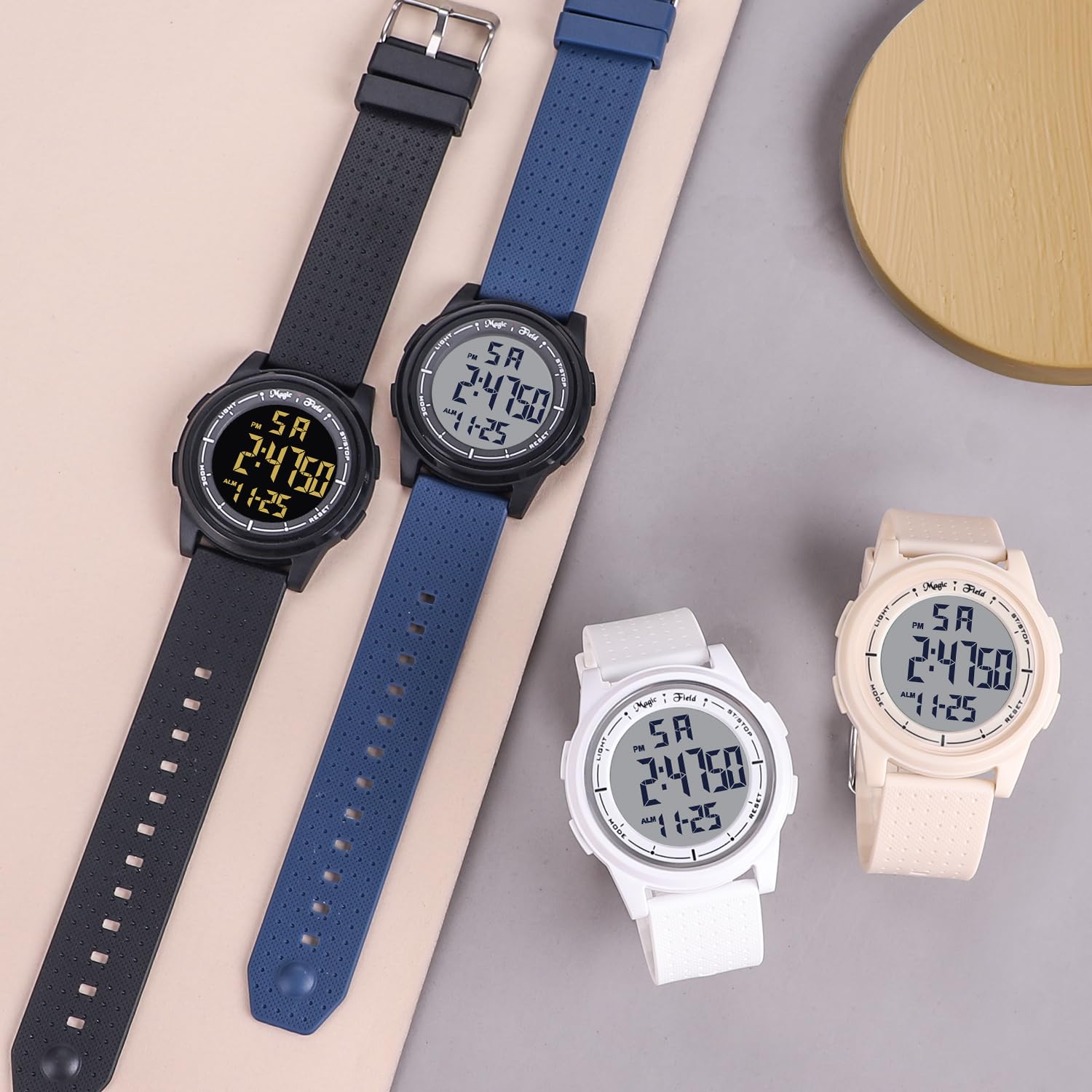 ManChDa Digital Sports Watch for Women & Men - Waterproof, Blue Rubber Strap with White Dial - Perfect for Running, Swimming & Outdoor Activities