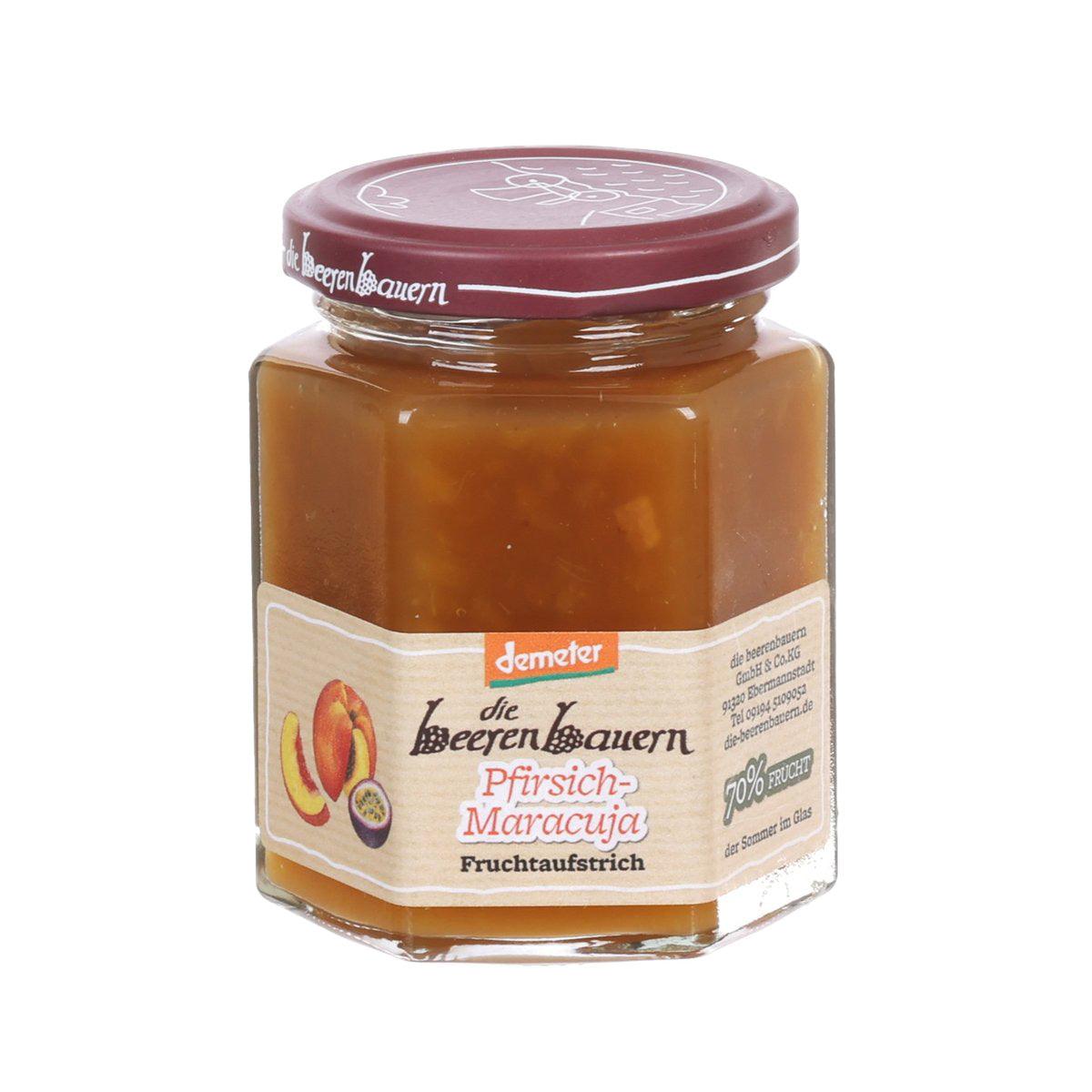 BEERENBAUERN Organic 70% Fruit Peach Passion Fruit Jam - 200g Jar | All Natural, No Preservatives | Perfect for Toast, Yogurt & Desserts | Gourmet Breakfast Spread