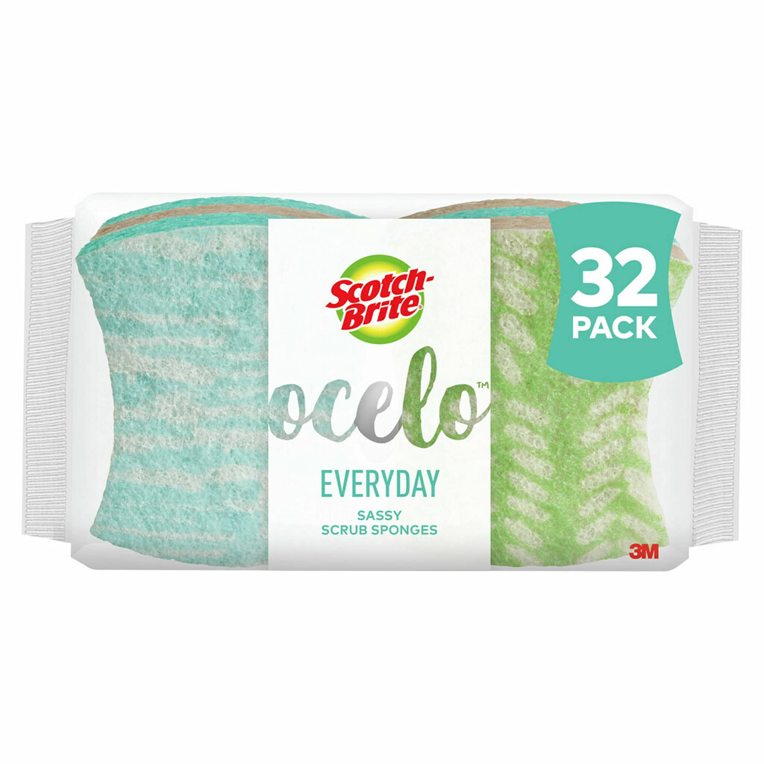 Scotch-Brite Non-Scratch Scrub Sponges - 32 Pack, Assorted Colors & Designs, Gentle Cleaning for Dishes, Cookware & Delicate Surfaces - Perfect for Kitchen, Bathroom & Household Cleaning