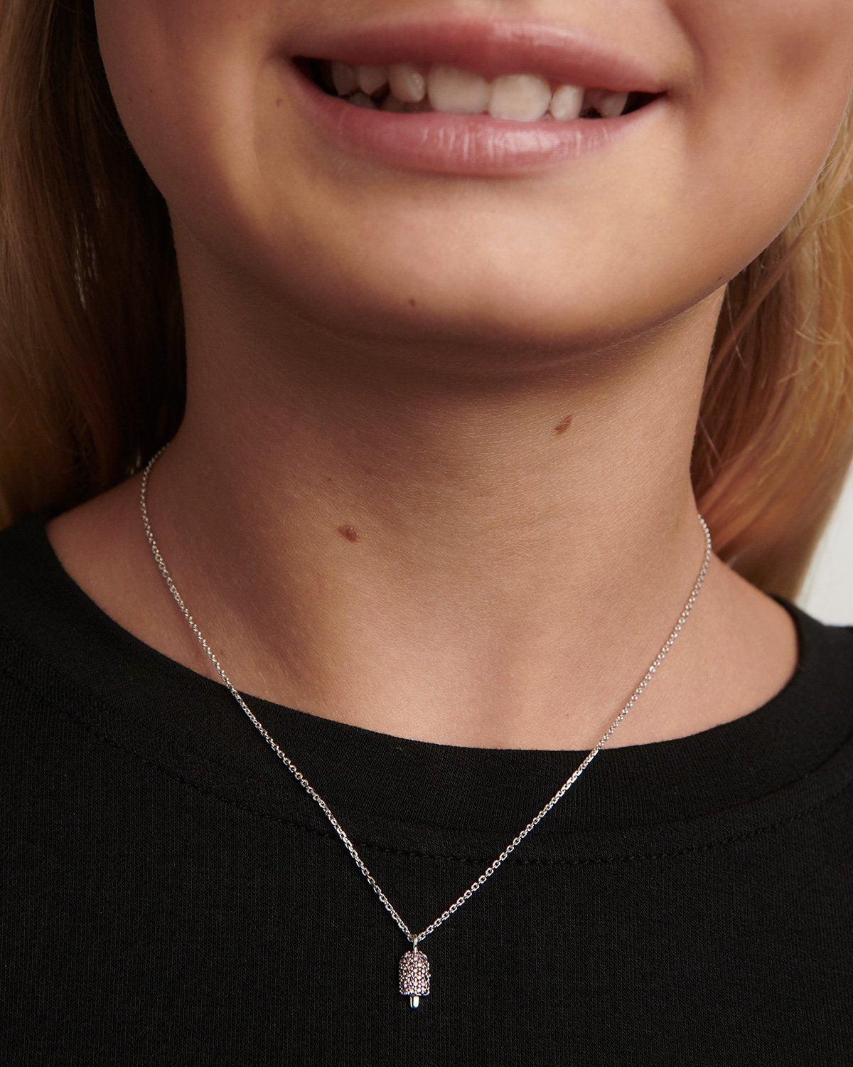 GRID 2 Popsicle Silver Necklace for Women - Dainty Ice Cream Pendant Jewelry - Perfect for Summer, Beach, and Gift Giving