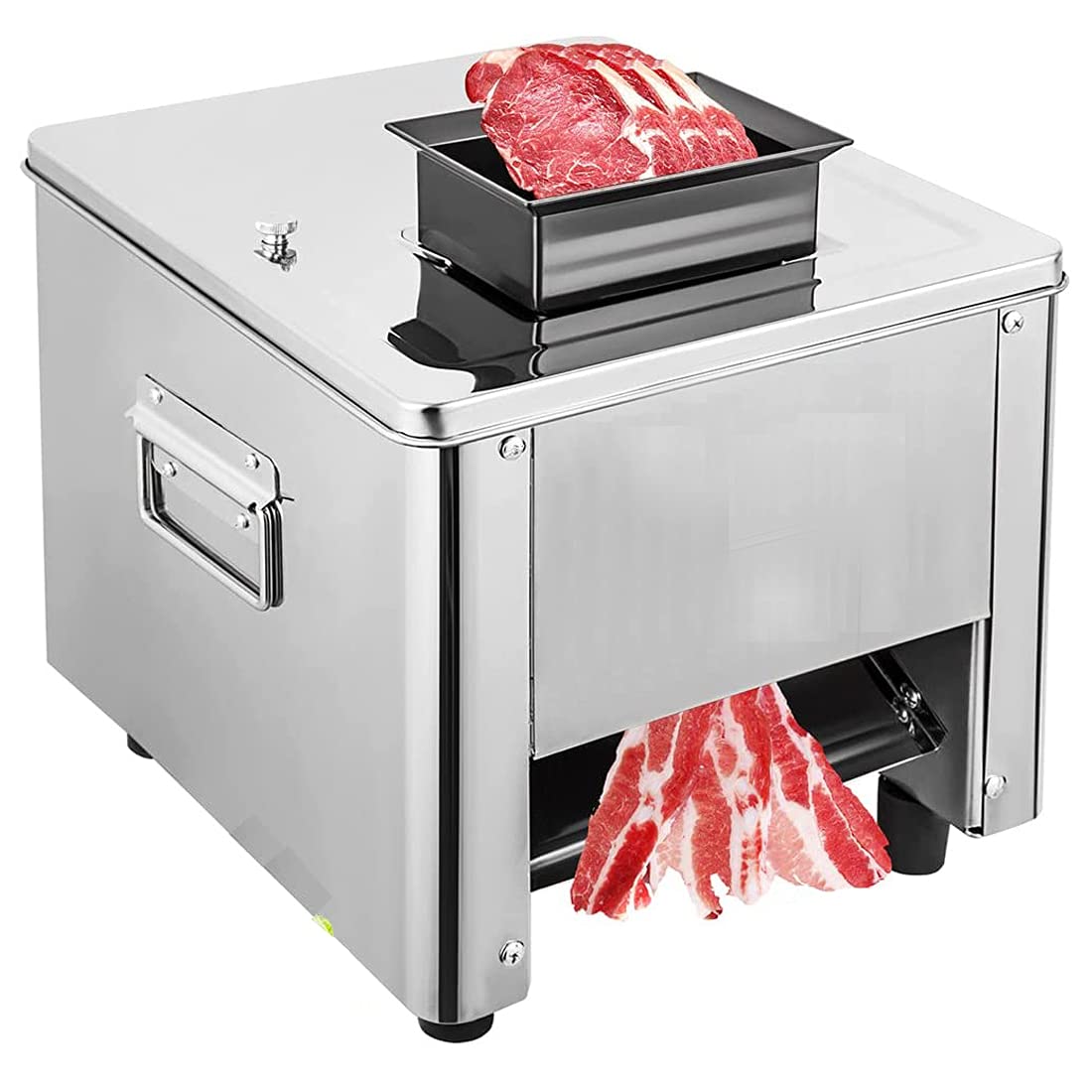 INTBUYING Commercial Electric Meat Slicer Machine - 7mm Blade, 850W, 310r/min for Pork, Lamb, Beef - Perfect for Delis, Butcher Shops & Home Kitchens