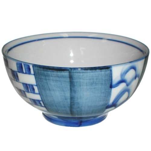 Premium Ceramic Blue Weave Miso Soup & Rice Bowls Set of 4 - Japanese Style Handcrafted Dinnerware for Asian Cuisine, Sushi, Ramen, and Home Dining