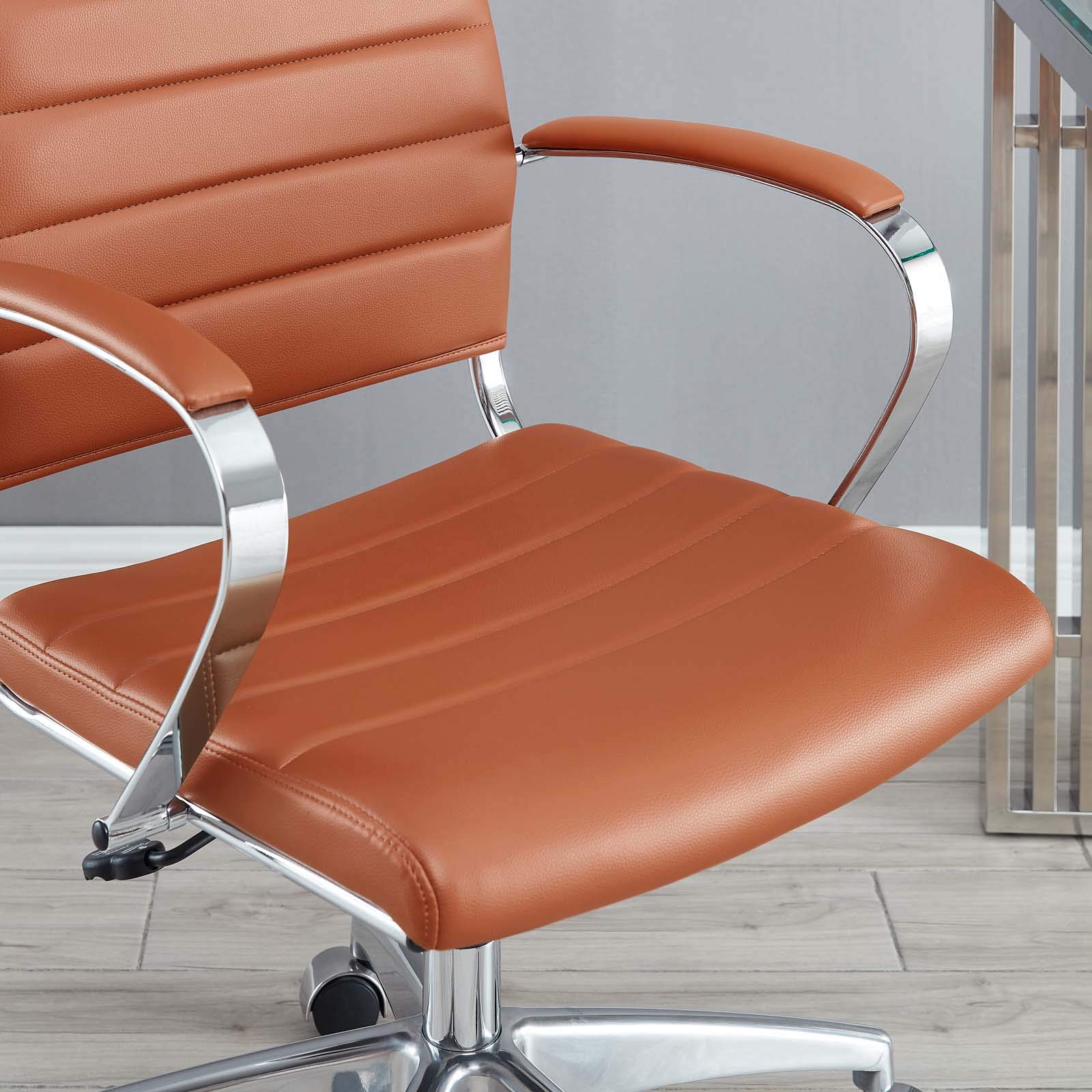 Modway Jive Ribbed High Back Executive Swivel Office Chair with Arms - Ergonomic Desk Chair for Home & Office, Adjustable Height & Tilt, Comfortable Terracotta Fabric - Perfect for Long Work Hours, Gaming, and Study Sessions